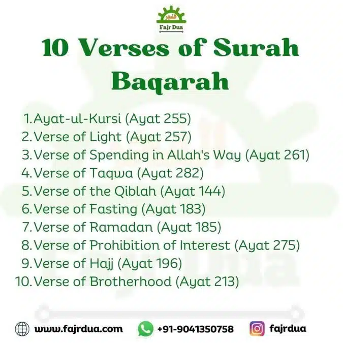 10 Verses Of Surah Baqarah